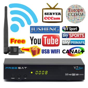 JUSHENG [Free USB WIFI] V7 Max Set Top Box - DVB-S2 TV Satellite Receiver 1080P HD 64MB Serial Flash Player - intl