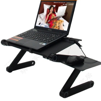 Xoxo Corner Portable Stand Desk Laptop Flexible Cooling Fan Meja Laptop Lipat Fleksibel Aluminium - Hitam