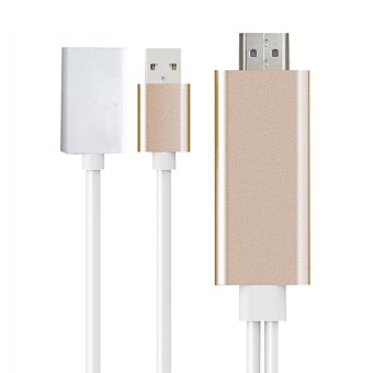 Super Speed USB Female to HDMI TV HDTV Projector Adapter Male Cable Airplay Supported Lightning Speed for iPhone 5 5S 6 6S 7 7S IOS System Smartphone iPad Golden - intl
