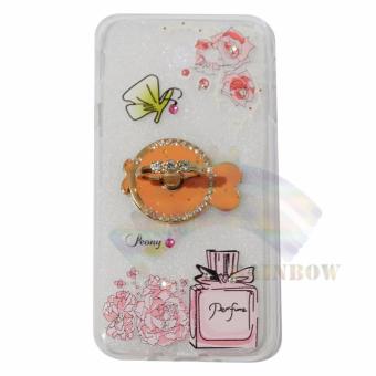 Rainbow Softcase For Samsung Galaxy A7 2017 A720 Softcase Motif + Pearl Fantasy Phone Holder Ring / Silicone Jelly Case / Case Flower / Case Beauty / Case Lukisan / Casing Unik / Softcase Ring / Casing Samsung - Classic Parfume + Holder Fish