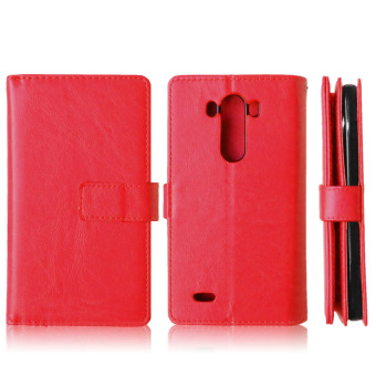 Moonmini PU Leather Stand Wallet Case with Magnetic Closure Flip Cover for LG G3 (Red)