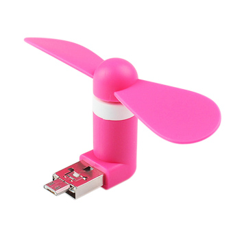 Amart 2 in1 Portable Mini Micro USB Fan for PC Tablets Android Smartphone Rose Red - intl
