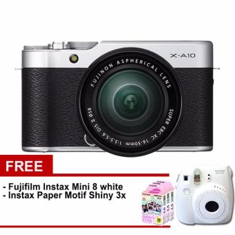 Fujifilm X-A10 Kit 16-50mm + Fujifilm Instax Mini 8 + Memori 16gb + Paper Shiny Star 3 Pack