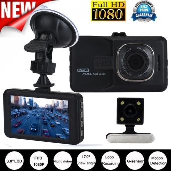 1080P 3.0'' HD LCD Dual Lens Car Dash Camera Video DVR Cam Recorder Night Vision - intl