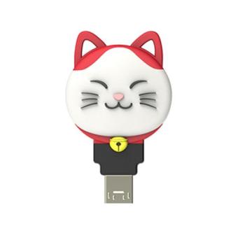 PQI Connect 303 Lucky Cat Flashdisk OTG Mobile Karakter Kucing - 8GB Red