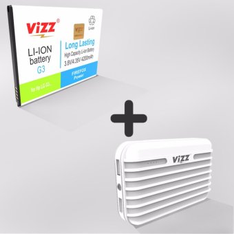 Vizz Baterai Double Power LG G3, 4200 mAh + Power Bank 7200 mAh Putih