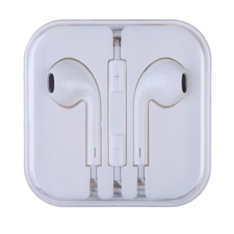 Asli earphone Earpods handsfree dengan mikrofon untuk Apple iPhone 6 6S putih - Intl