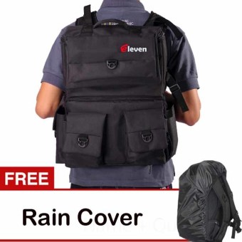 Eleven Tas Kamera Ransel - Hitam + Gratis Rain Cover