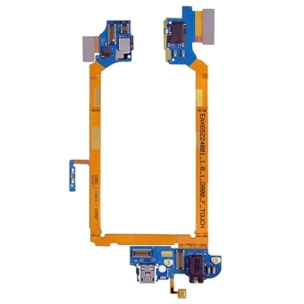iPartsBuy USB Charging Connector Port Flex Cable and Earphone Audio Jack Flex Cable and Microphone Flex Cable Replacement for LG G2 / D800 / D801 / D803 / D800T (Gold)