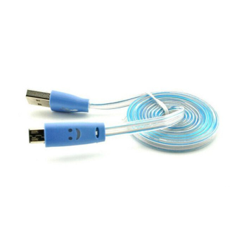 MiiBox Kabel Data Micro USB Smiley LED Flash Cable for Charging & Data Transfer - Biru (5 pcs)