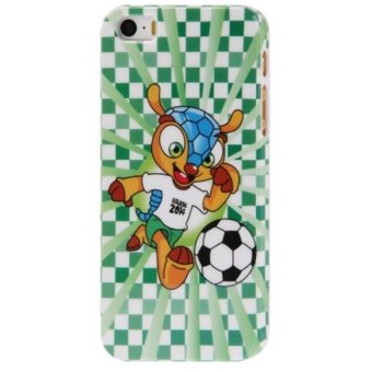 Blz Football World Cup Mascot Pattern Smooth Plastic Case for iPhone 5/5s - Hijau