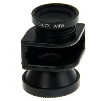 Blz Photo Lens Kit 3 in 1 180 Degree Fisheye Lens + Super Wide Lens + Marco Lens untuk iPhone 5 - Hitam