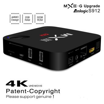 MOON STORE MXIII-G Upgrade Android 6.0 Smart TV Box Amlogic S912 Octa-core 10 Bits (2GB RAM and 32GB ROM) with H.265 HD 2.0 VP10 HDR Video Decoder 4k 2k Output 2.4G WIFI Streaming Media Player （EURO） - intl