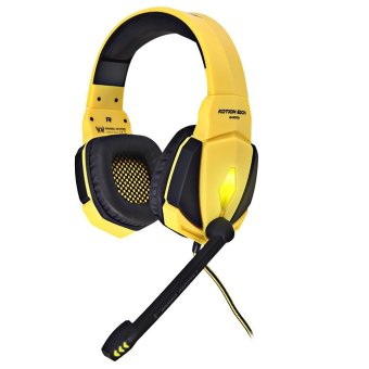 KOTION EACH G4000 Gaming Headphone USB Vibration Game Headset with Mic LED Light for PC Gamer (Yellow)