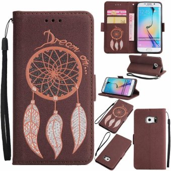 Premium Embossed Wind Chimes PU Leather Wallet Folio Flip Cases with Detachable Wrist Strap Card Slots Kickstand Function Cover Case for Samsung Galaxy S6 - intl