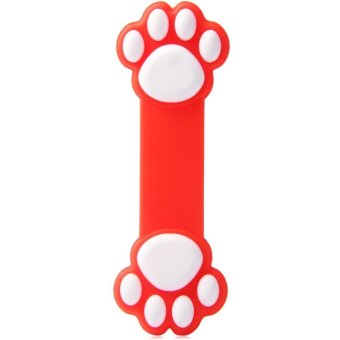 TimeZone Novelty Paw Pattern Silicone Material Flexible Sucker Stand Holder (Red)