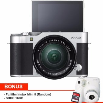 Fujifilm X-A3 Kit XC 16-50mm f/3.5-5.6 OIS II - 24.2MP+SDHC 16GB+Instax mini 8- Silver