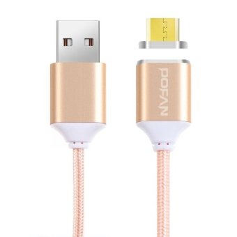 POFAN P11 1m 2A Magnetic Micro USB To USB Weave Style Data Sync Charging Cable With LED Light For Samsung, HTC, Sony, Huawei, Xiaomi, Meizu, CE / FCC / ROHS Certificated(Gold) - intl