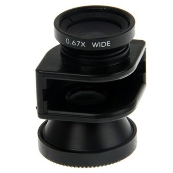 Blz Photo Lens Kit 3 in 1 180 Degree Fisheye Lens + Super Wide Lens + Marco Lens for iPhone 5 - Hitam