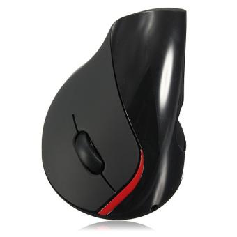 Vertical Wireless Optical Mouse with 5 Function Keys - Black