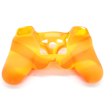 Moonar pelindung silikon kulit kasus untuk menutupi Sony PS3 kontrolir (Jeruk + Kuning)