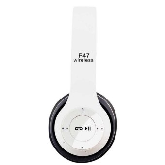 360DSC P47 Wireless Bluetooth Stereo Over-Ear Headphones Support TF Card FM Radio Headset - White - intl