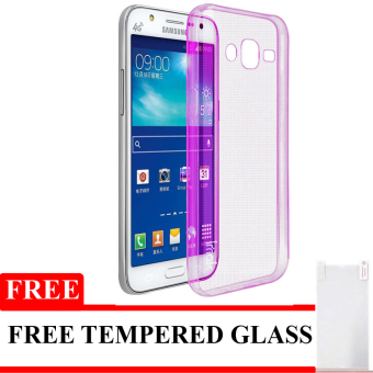 Softcase Ultrathin Soft for Samsung J7 - Ungu Clear + Gratis Tempered Glass