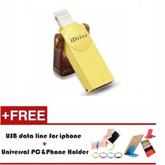 MITPS 16G Mini USB Flash Drive USB Flash Disk for iPhone 7 Android Smart Phone Tablet PC (Gold) - intl