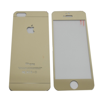 Rainbow Tempered Glass 2in1 Mirror Glossy For Apple iPhone 5G/5S/5SE Screen Protector / Pelindung layar Model Cermin - Gold