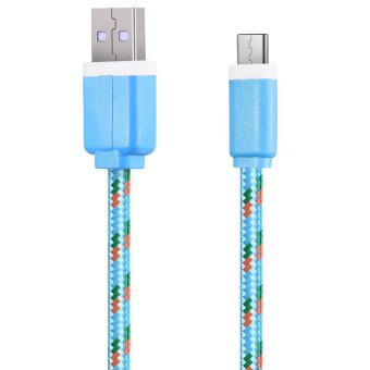 TimeZone 1M Type C USB 3. 1 Colorful Nylon Braided Transfer Data Sync Line Charging Cable (Blue)