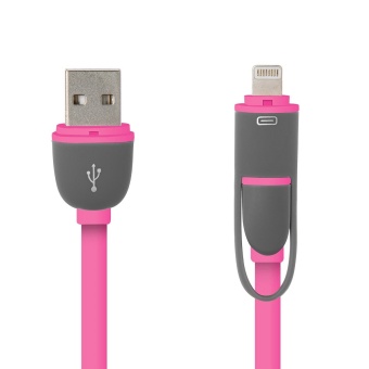 Magic 2 in 1 Duo Magic Cable Lightning and Micro USB Cable for Android / iOS - Round Split Back Model - Rose