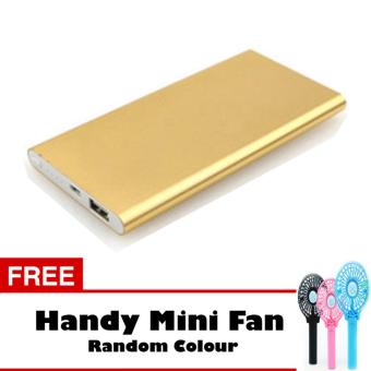Powerbank Ultra Slim 99000MAh Aluminium Case - Gold + Free Handy Mini Fan