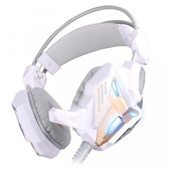 EACH G3100 Vibration Pro Headphone Games Headset with Mic LED Light for PC Gamer(White/Golden) - intl