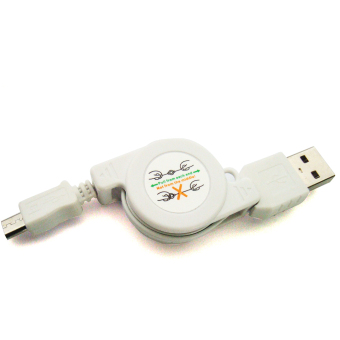 Moonar Micro USB A ke USB 2.0 B Male ditarik tali kabel charger sinkronisasi data (putih)