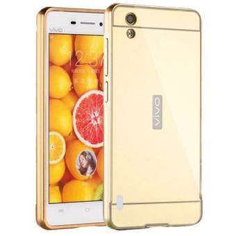 ... Case for Vivo Y15 Aluminium Bumper With Mirror Backdoor Slide Gold