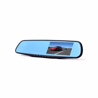 4.3'' Dual Lens Video Recorder Dash Cam Rearview Mirror Car Camera Waterproof DVR Rear View Camera G-Sensor - intl