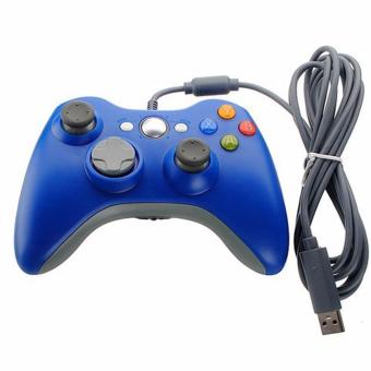 Microsoft Stick Xbox 360 Controller Cable Wired Gamepad Controller Original For Xbox 360 /PC Windows / Stik Game Kabel - Biru Tua