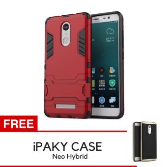 ProCase Kickstand Hybrid Armor Iron Man PC+TPU Back Cover Case for Xiaomi Redmi Note 3 - Red + Gratis iPaky Case