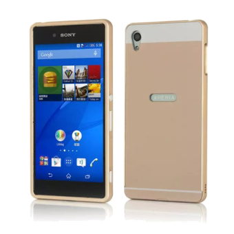 Luxury Deluxe Armor Shield Ultra Thin Aluminum Alloy Protective Metal Frame Bumper Case with Acrylic PC Back Cover Shell for Sony Xperia Z3+ Z3 PLUS Z4 Gold (Intl)