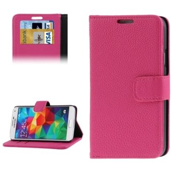 SUNSKY Litchi Texture Leather Case with Credit Card Slots and Holder for Samsung Galaxy S5 / G900 (Magenta)