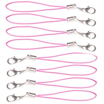 100 Pcs DIY Jewelry Cell Phone Lanyard Cord Strap with Lobster Clasp Trinkets Charms Crystal Badge Pendant Decoration Lanyard Accessories Pink