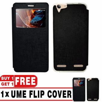 BUY 1 GET 1 | UME Flip Cover Case Leather Book Cover Delkin for Lenovo K5 Plus - Black + Free UME Flip Cover Case