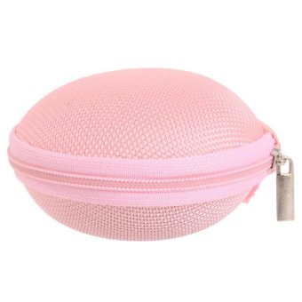 LALANG Carrying Storage Bag Hard Case for Earphone Headphone USB Cable (Pink)