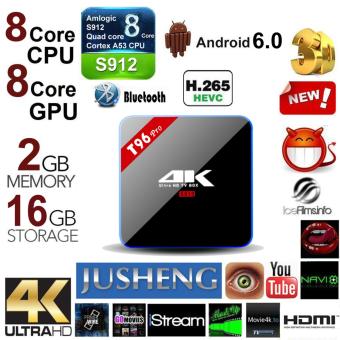 JUSHENG T96 pro Android 6.0 Smart TV Box Amlogic S912 Octa core(8 core) DDR3 2GB 16GB Dual Band WiFi 4K 2K H.265 Bluetooth 4.1 2.4G+5.8G Wifi Streaming Media Player Set-top box - intl