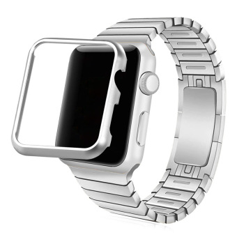 Bandmax Watch Band for Apple Watch 38MM Stainless Steel With Case Gift Fashion Accessories (White)