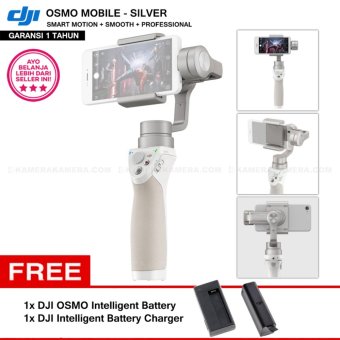 DJI OSMO Mobile Silver - Smart Motion Smooth Professional + OSMO Intelligent Battery 11.1V 980mAh 10.8Wh + DJI OSMO Intelligent Battery Charger Original