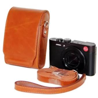 Camera Bag Case Pouch Leather Camera Case Cover for Leica V-LUX30 With Strap(Brown)