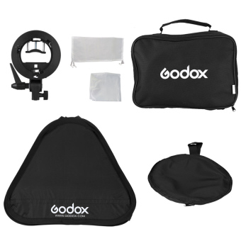 Godox SF-UV5050 50 * 50cm Folding Softbox + S-type Speedlite Bracket for Bowens Mount + Bag