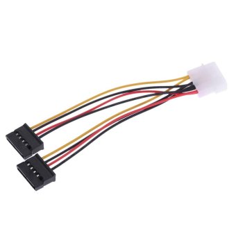 SATA Power Splitter Y-Cable 4 Pin IDE/Molex Male to Dual 15 Pin SATA Female Power Adapter for HDD/SSD/Hard Drive - intl