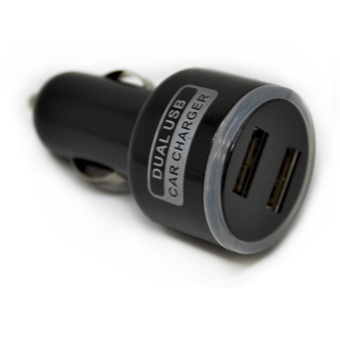 Dual USB Car Charger iPhone, iPod, HTC with Light Ring - SP009 - Black